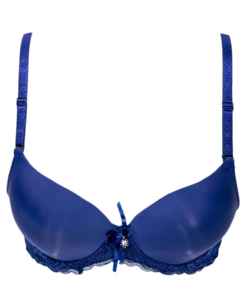 Women Double Padded Underwire Bra - Blue - 3005