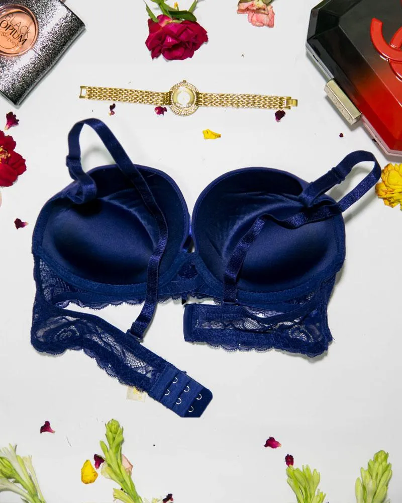 Women Double Padded Underwire Bra - Blue - 3005