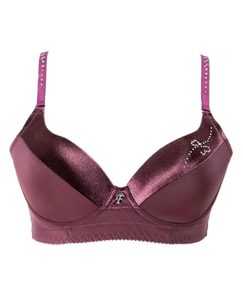 Women's Maroon Perfectly Fit Deep V Padded up Flourish Bra, Comfort Soft Push up Bra - Single Padded Bra - FL722