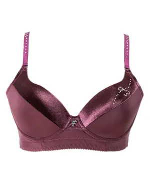 Women's Maroon Perfectly Fit Deep V Padded up Flourish Bra, Comfort Soft Push up Bra - Single Padded Bra - FL722