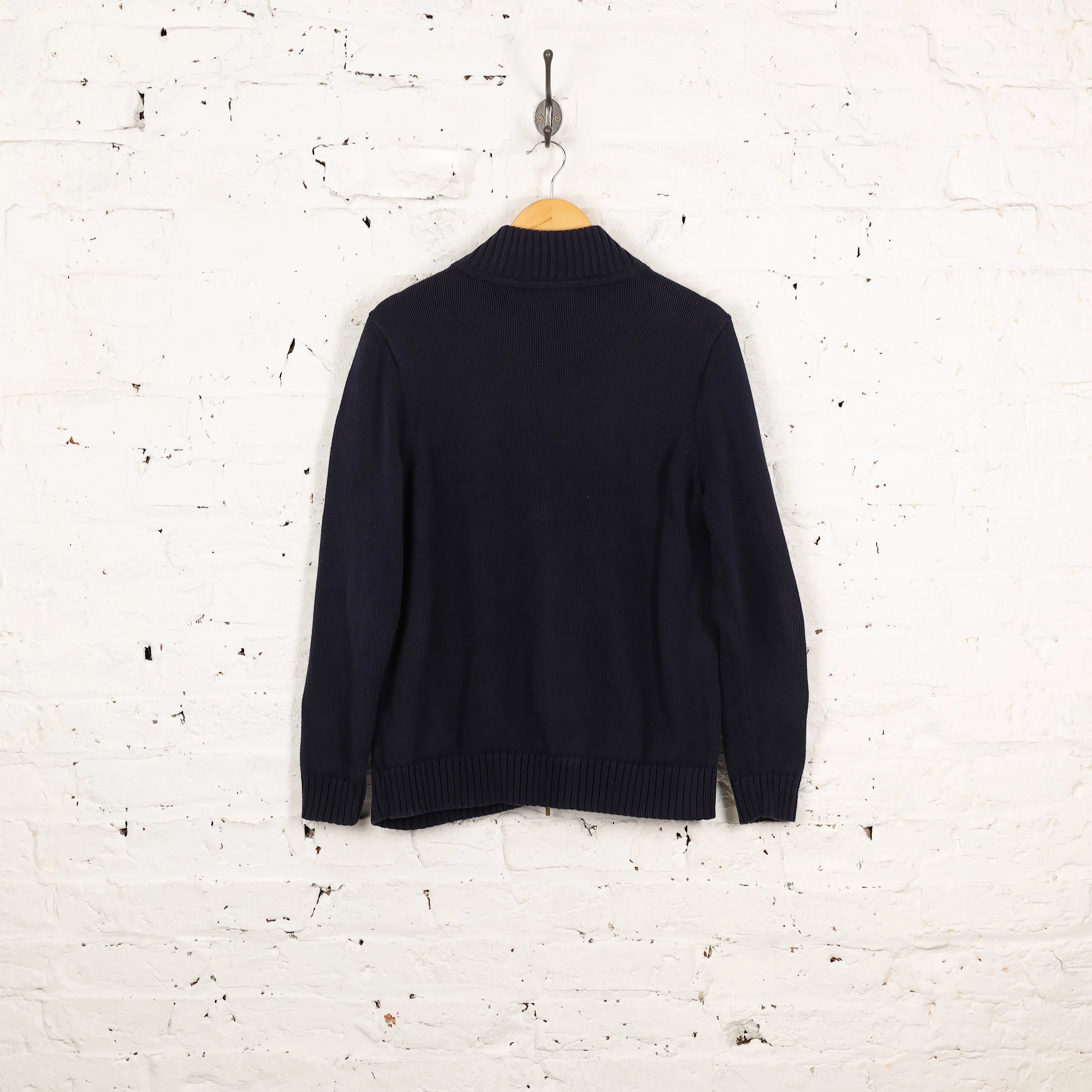 Women's Ralph Lauren Zip Up Knit Jumper - Blue - Women's XL