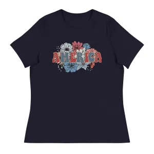 Women's Relaxed T-Shirt Patriotic T Shirt, Playful, Gift for Her,