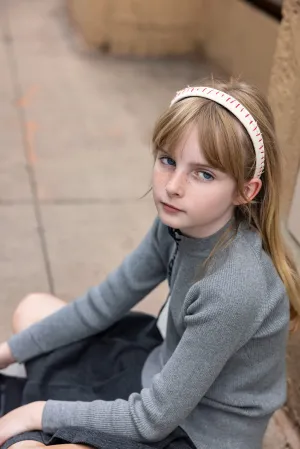 Yarn Stitched Headband -Cream