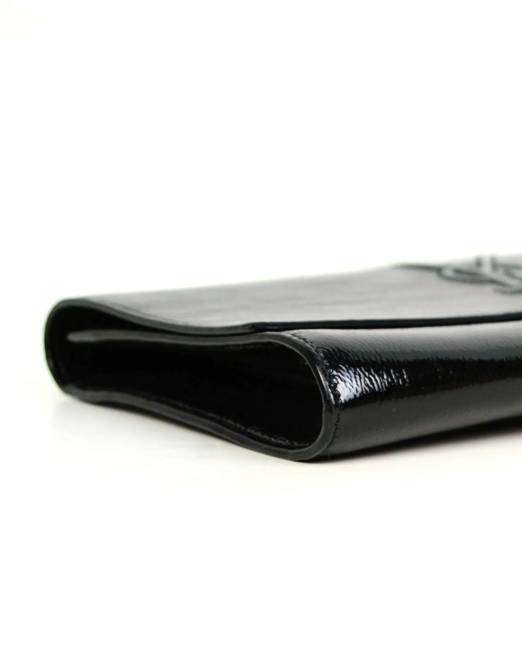 Yves Saint Laurent Black Patent Large Belle De Jour Clutch Bag
