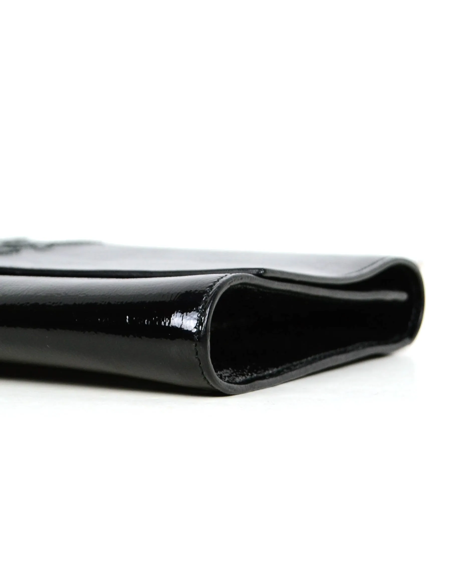 Yves Saint Laurent Black Patent Large Belle De Jour Clutch Bag