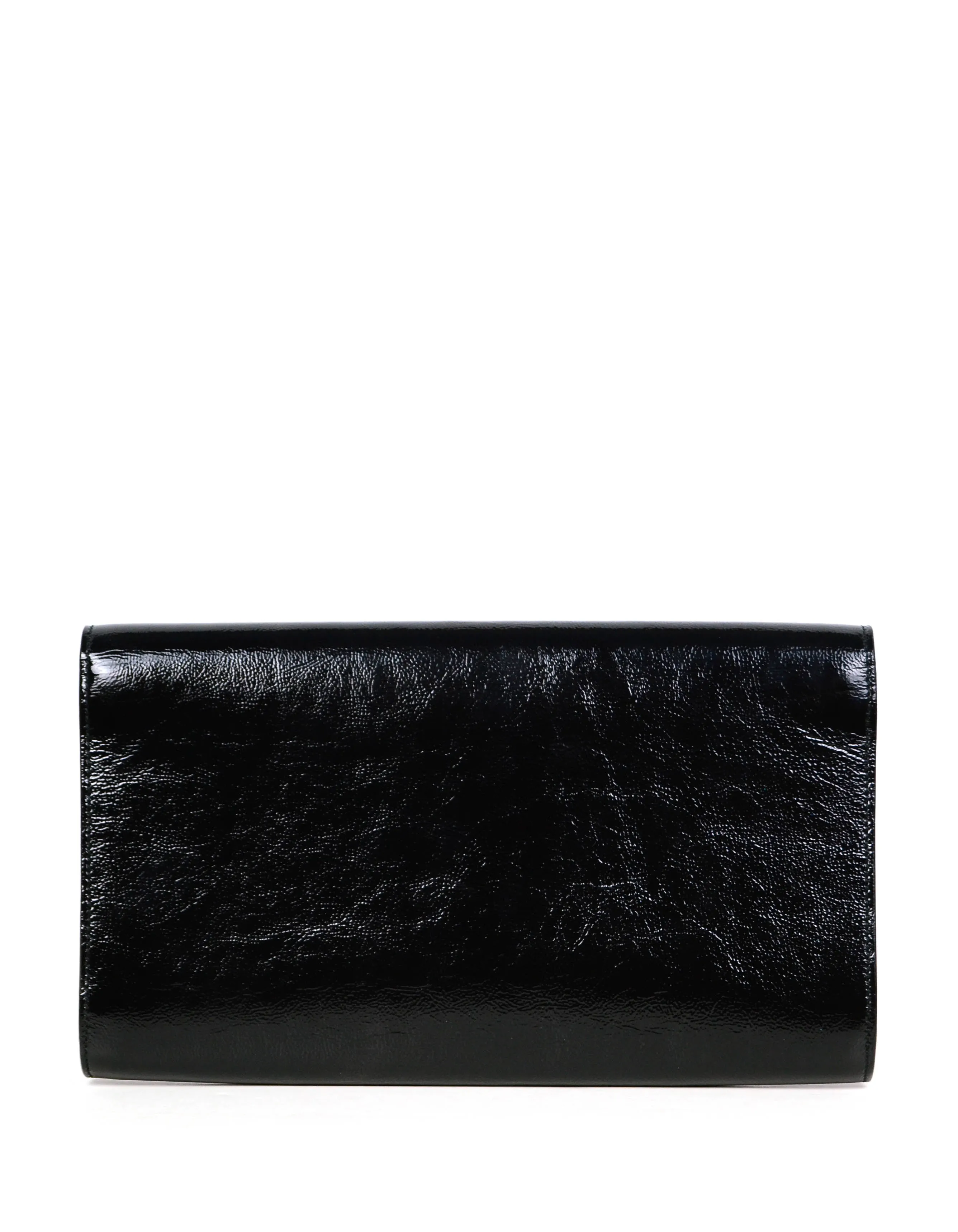 Yves Saint Laurent Black Patent Monogram Large Belle De Jour Clutch Bag