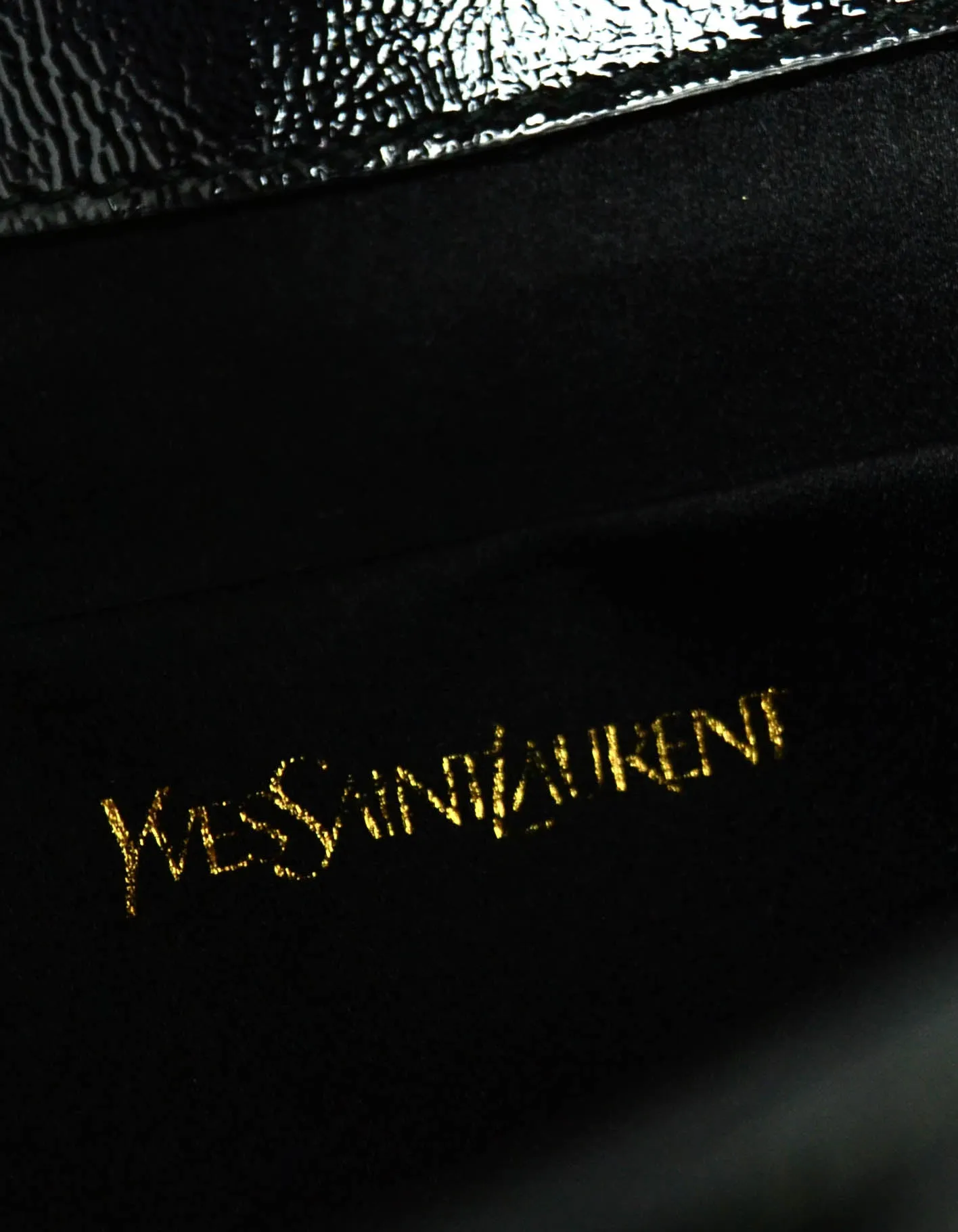 Yves Saint Laurent Black Patent Monogram Large Belle De Jour Clutch Bag
