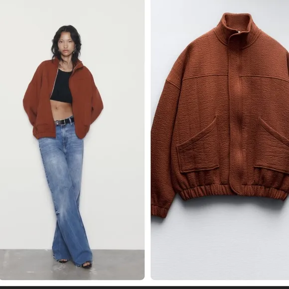 Zara oversized textured bomber