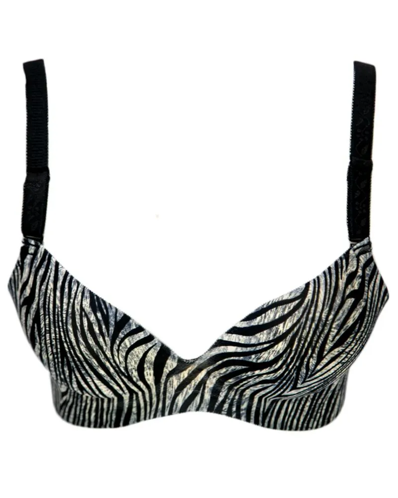 Zebra Print Sexy Soft Touch Push Up Bra Black & White