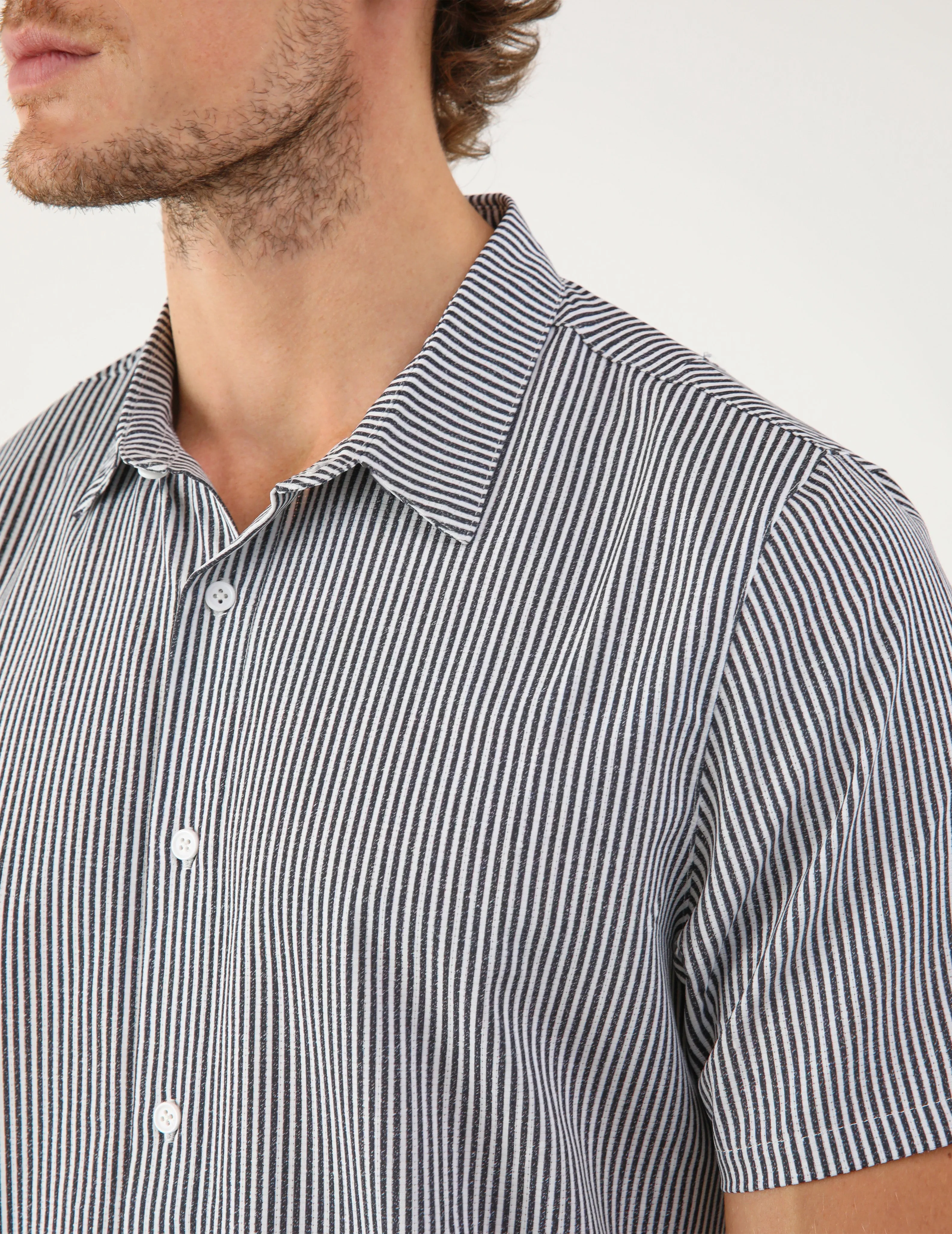 Zephyr Shirt: Black/White Stripe