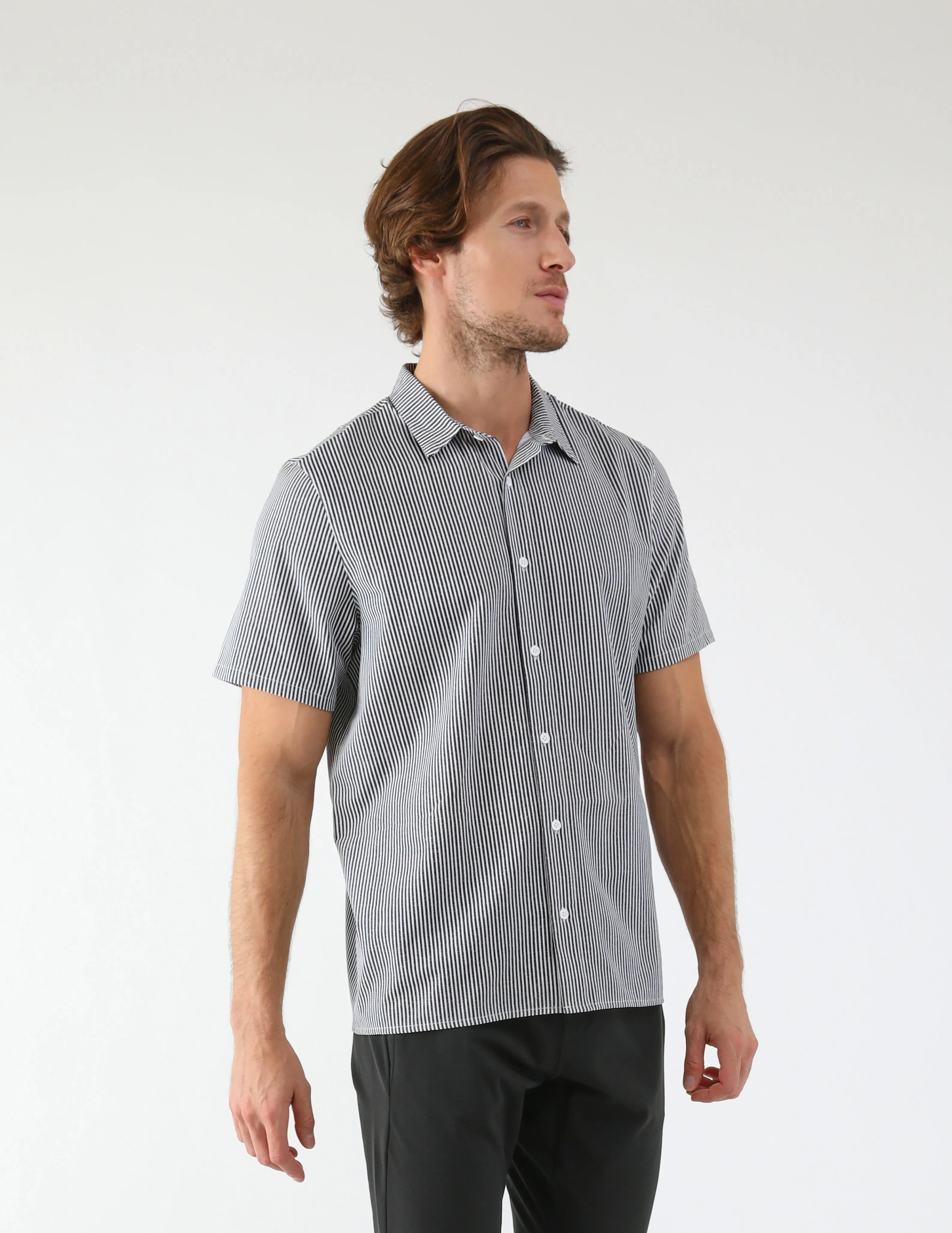 Zephyr Shirt: Black/White Stripe