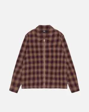 ZIP SHIRT TWISTED YARN PLAID